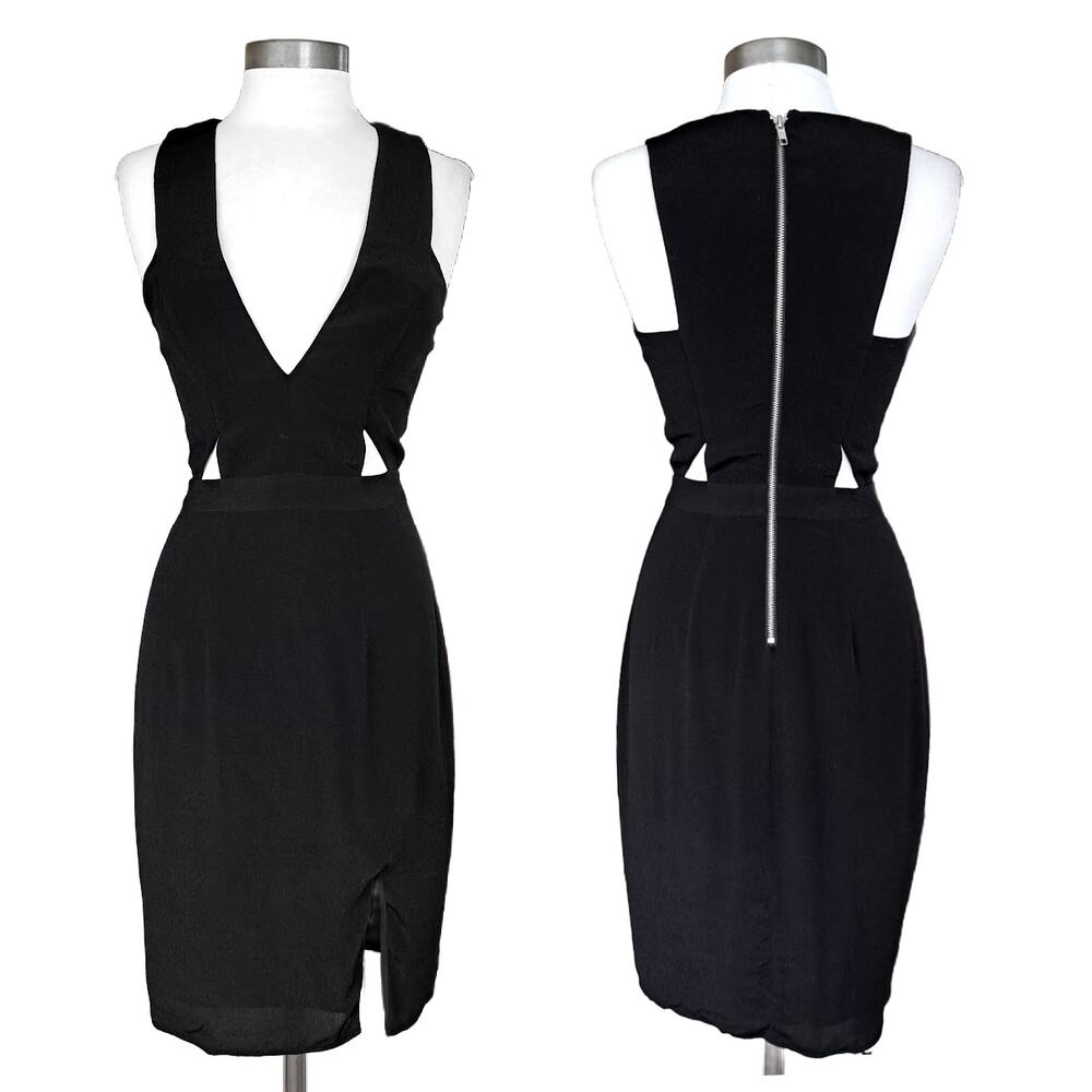 NBD x Naven Twins Black Cutout Plunge V-neck Sheath Dress Size Small Date Party